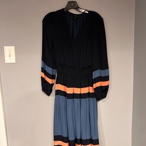 Current Air Navy and Orange Long Sleeve Dress